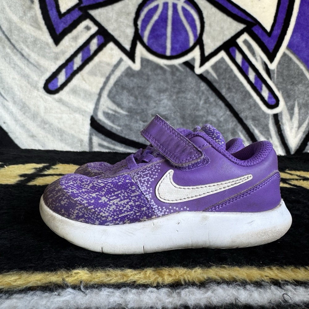 Size 8c - Nike Purple Mesh Low Top Sneaker Hook & Loop Strap Baby/Toddler